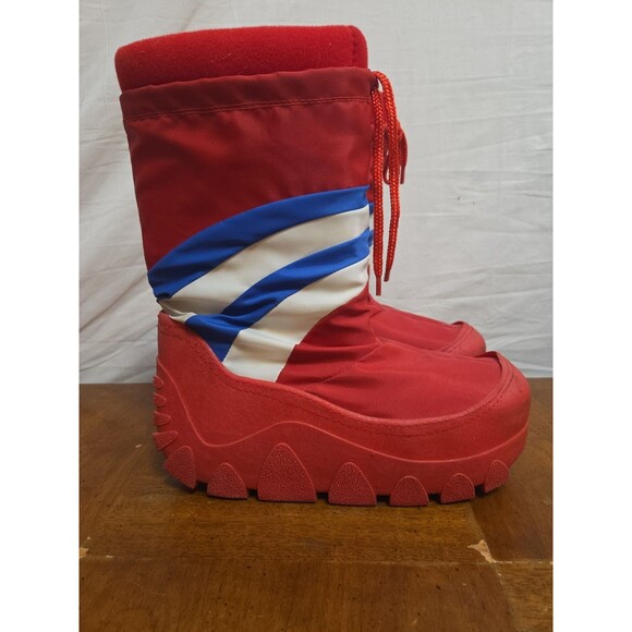 Moon Boots Platform Snow Boots Size Mens 8 Red Blue White Japan 1970s 1980s Vntg